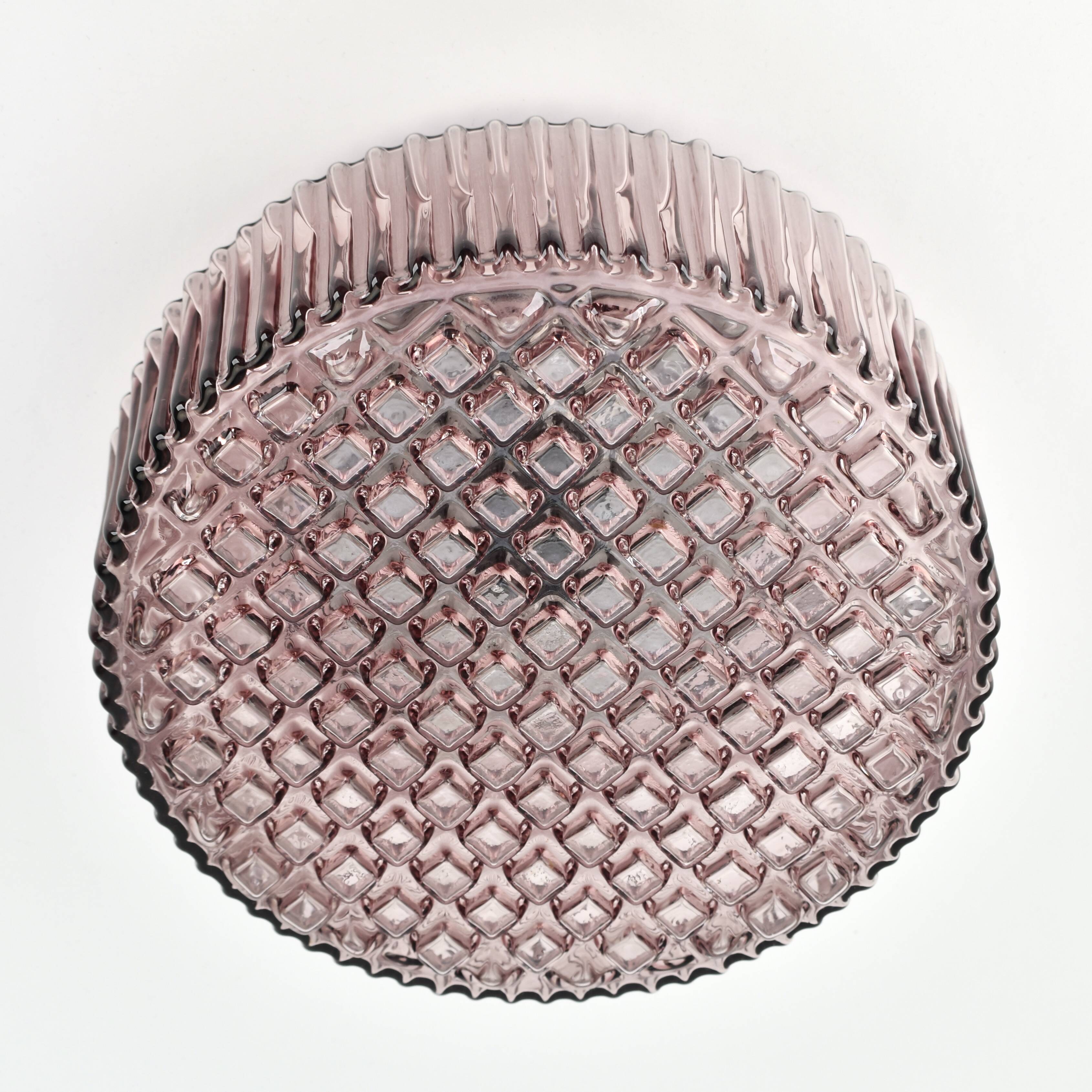 Mid-century modern amethyst glass flush mount, 1970s