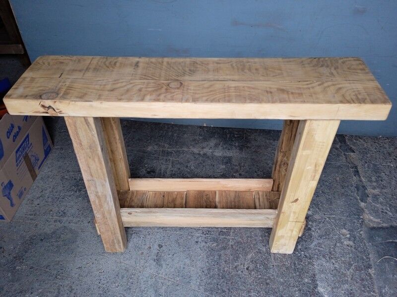 Brutalist console solid wood