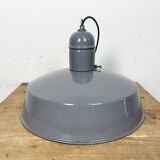 Industrial Grey Enamel Factory Pendant Lamp, 1960s