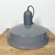 Lampe suspendue en émail gris industriel, années 1960