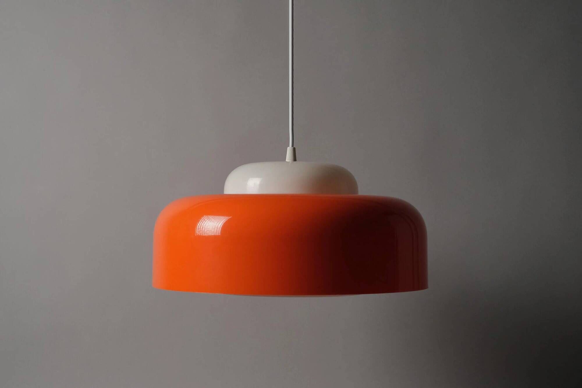 Fagerhults Belysning Pendant Lamp, Orange & White Acrylic, 1960s Space Age Design, Sweden