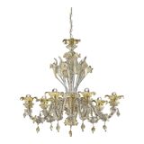 Venetian Cà Rezzonico Floral Gold Murano Style Glass Chandelier