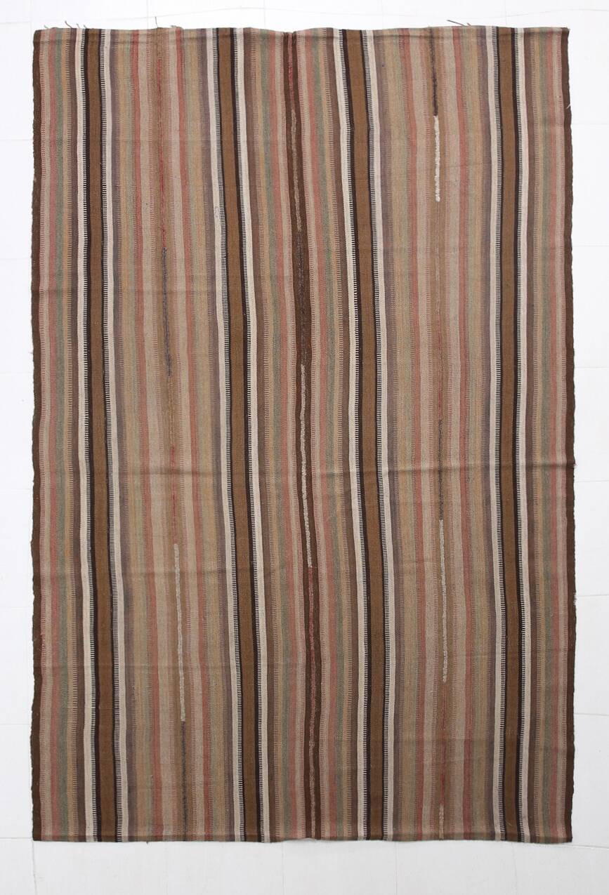 6x9 Soft Brown TURKISH VINTAGE KILIM RUG, Tribal Kilim Rug, 185x275 Cm