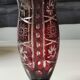Large vase in hand-cut Bohemian crystal. Deep ruby red. Roemer style. Dim 29 x 14.5 cm