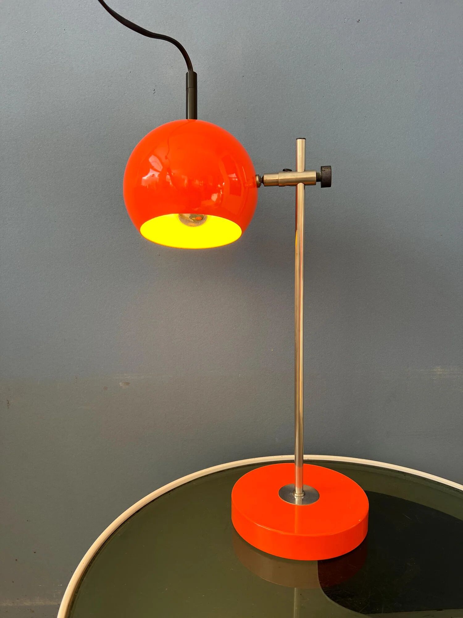 Mid-century orange eyeball space age desk lamp