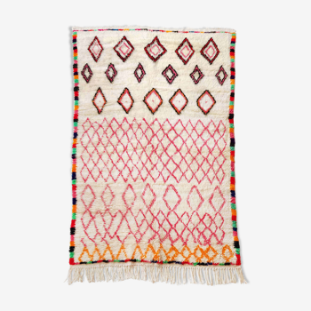 Moroccan Berber carpet azilal ecru with colorful patterns 238x140cm