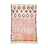 Moroccan Berber carpet azilal ecru with colorful patterns 238x140cm