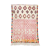 Moroccan Berber carpet azilal ecru with colorful patterns 238x140cm