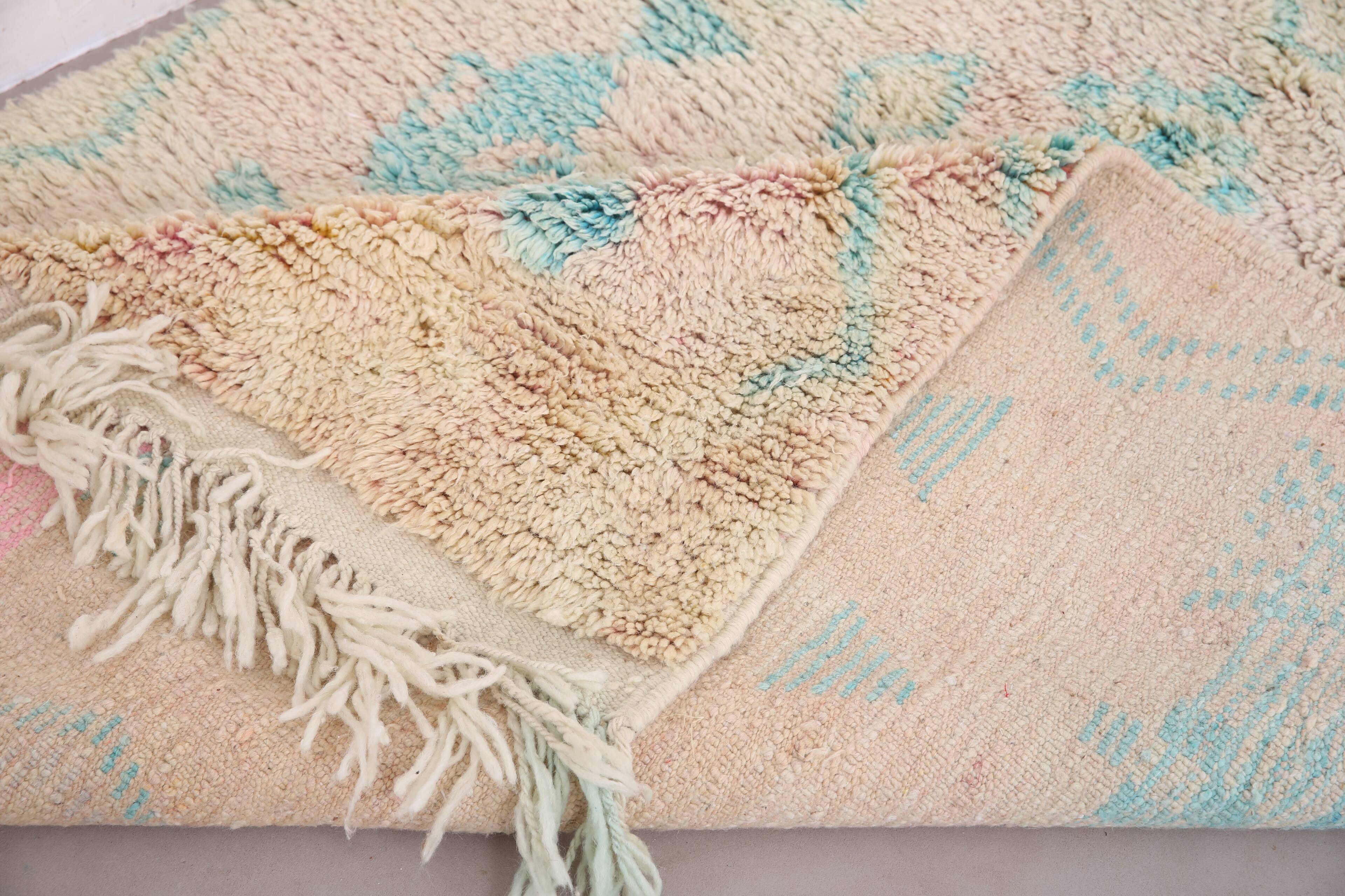 Turquoise Vintage Boujaad Rug 158 cm x 262 cm - Moroccan Wool rug Handmade