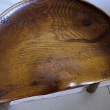 Brutalist olive tripod milking stool "le selou" aveyron