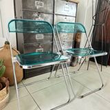 Set of 4 Castelli blue Plia folding chairs