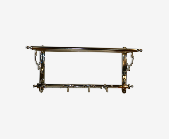 Chrome iron coat rack with hat holder