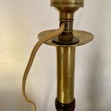 Wooden lamp, 2 M fabric cable, fabric lampshade