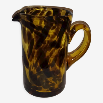 Speckled blown glass pitcher