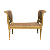 Banquette bois doré et cannage style Louis XVI