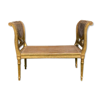Petite Banquette Bois Doré and Cannage Style Louis XVI
