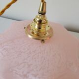 Draped pendant lamp in pink Clichy glass