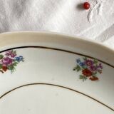 Oval serving dish M and S Berry small flowers and gilding old Limoges porcelain ACC-7108