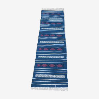 Carpet corridor blue and white handmade Berber style