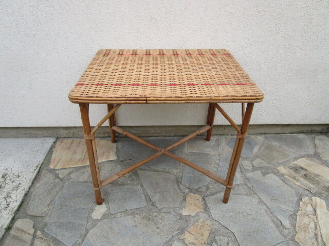 Vintage bamboo and rattan table