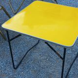 Set of 3 vintage lafuma sun loungers canvas and tubes + table