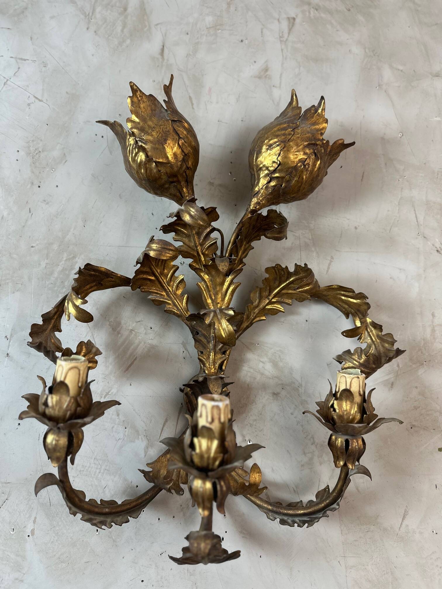 Pair of brass wall lights