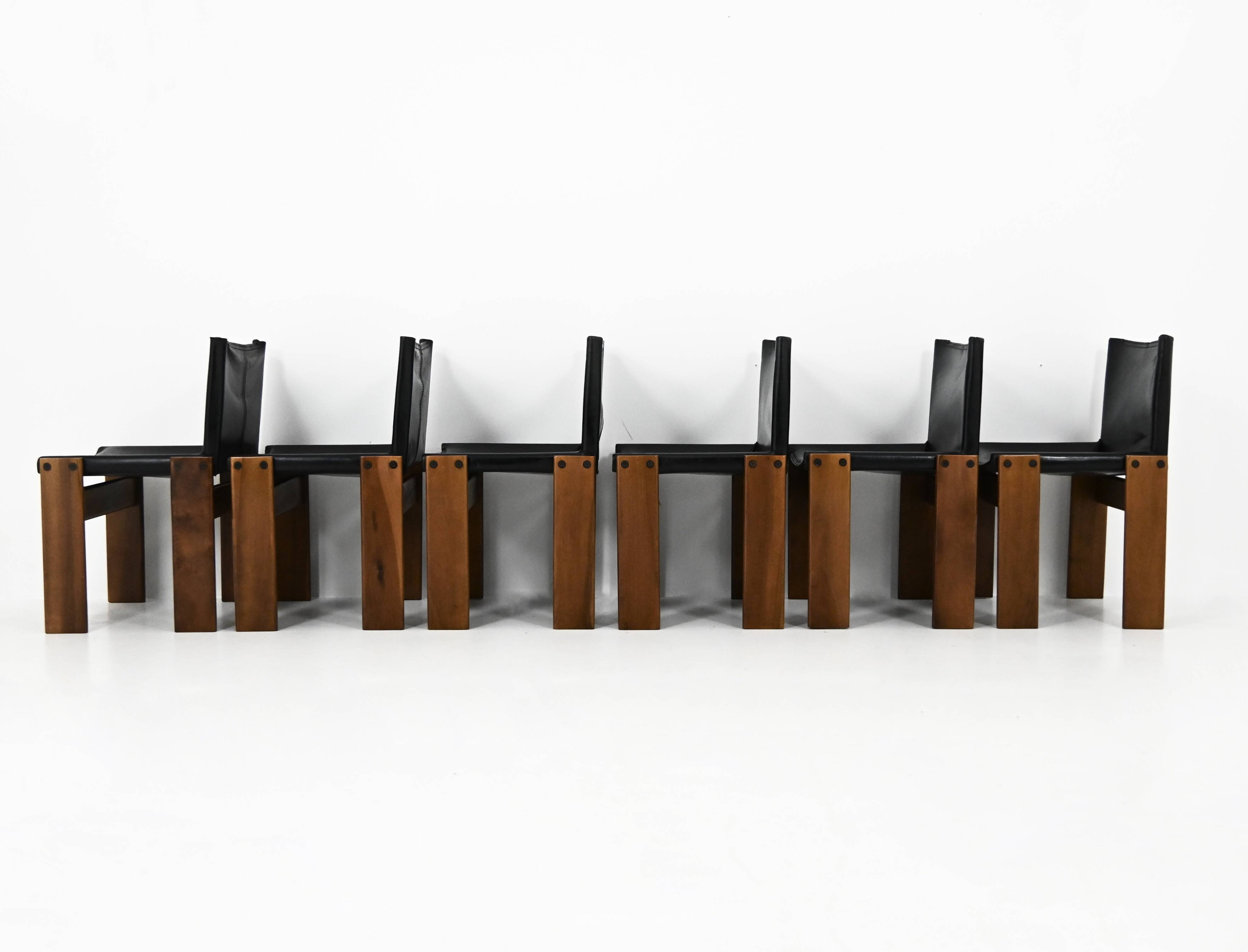 Set of 6 Monk Dining Chairs by Afra & Tobia Scarpa for Molten