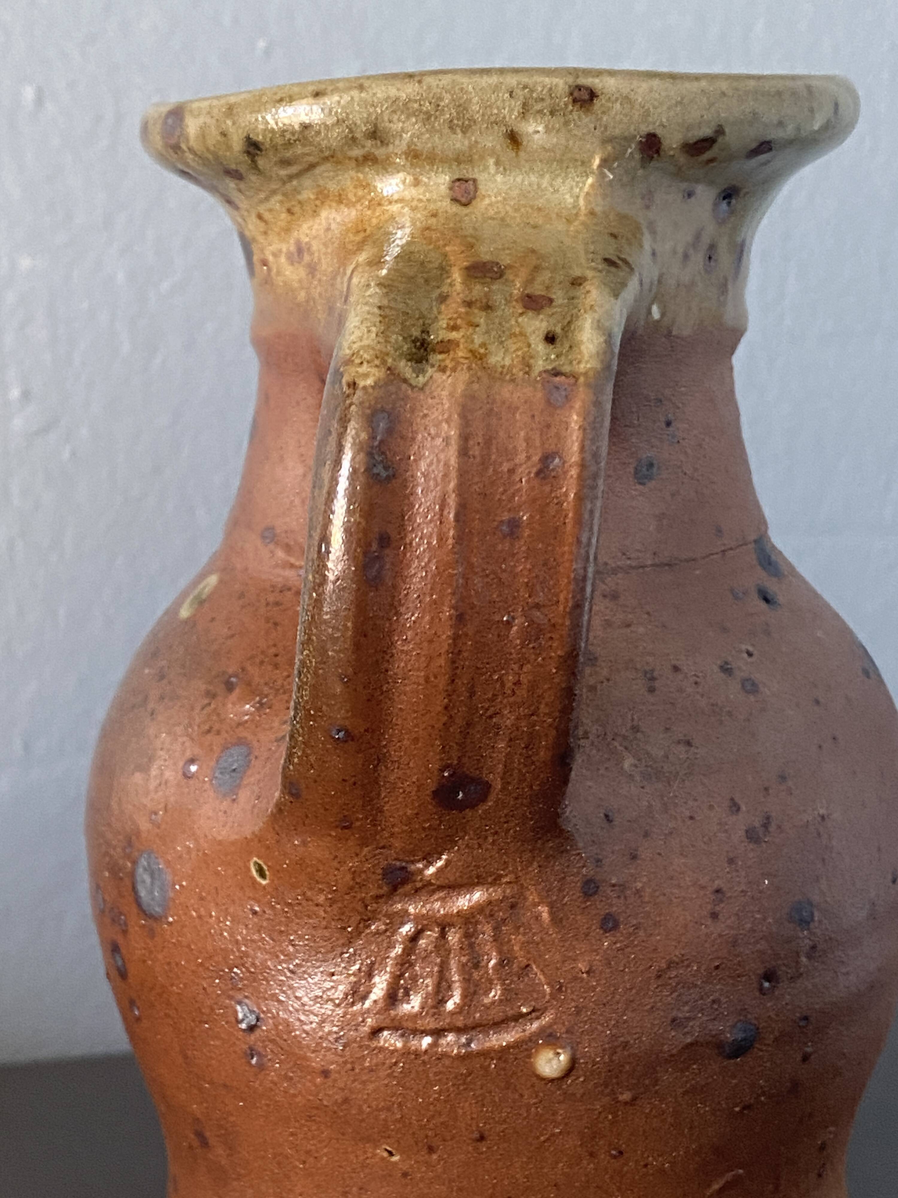 Pitcher / jug / vase in pyrite stoneware signed Pierre Digan La Borne 1960