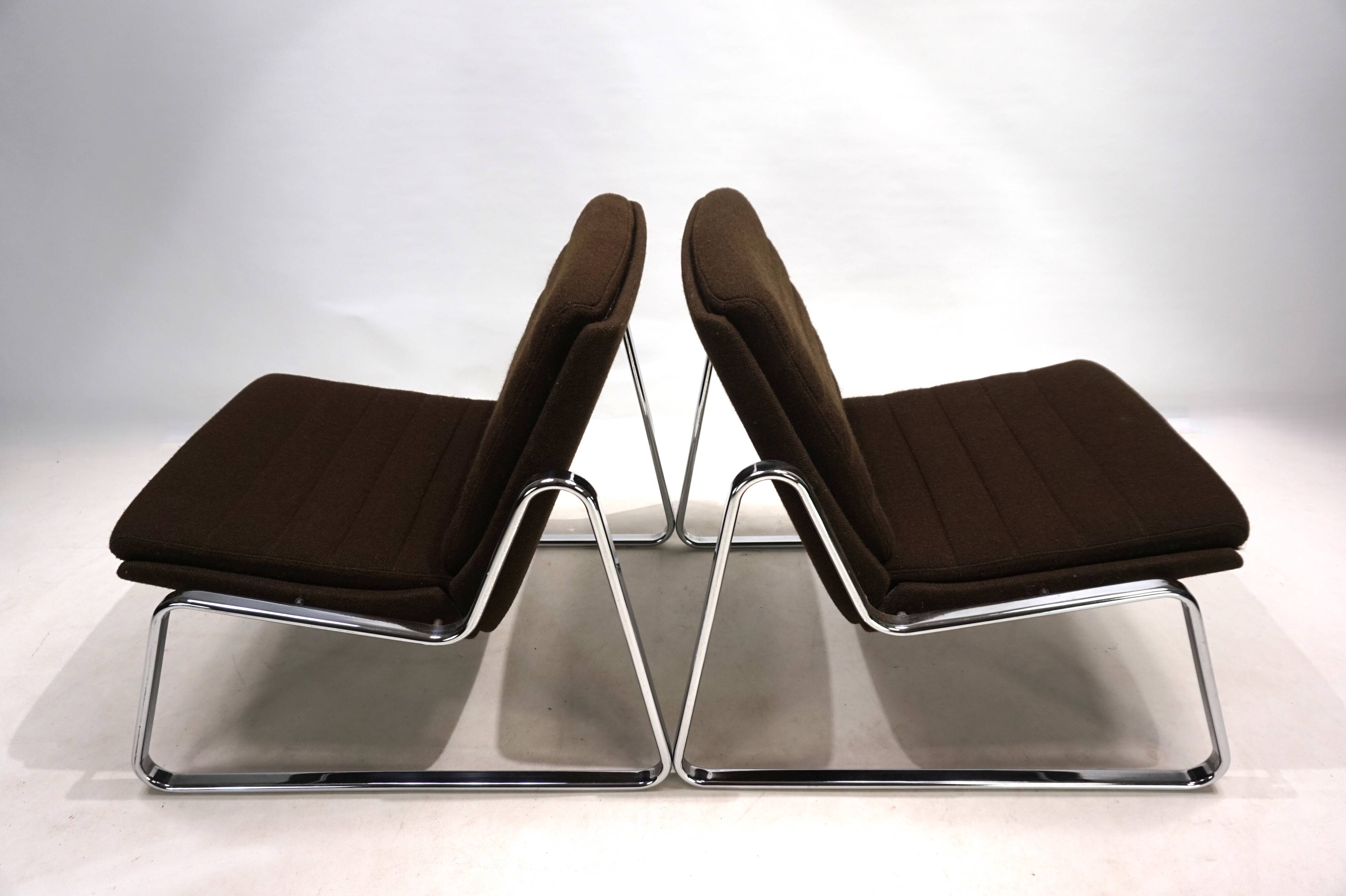 Set of two Drabert chrome lounge chairs by Gerd Lange, 1970