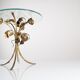 Mid-century side table in gilded metal with roses and glass top, 1970s