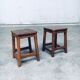 Set of Belgian Handcrafted Wooden Stools, 1940s