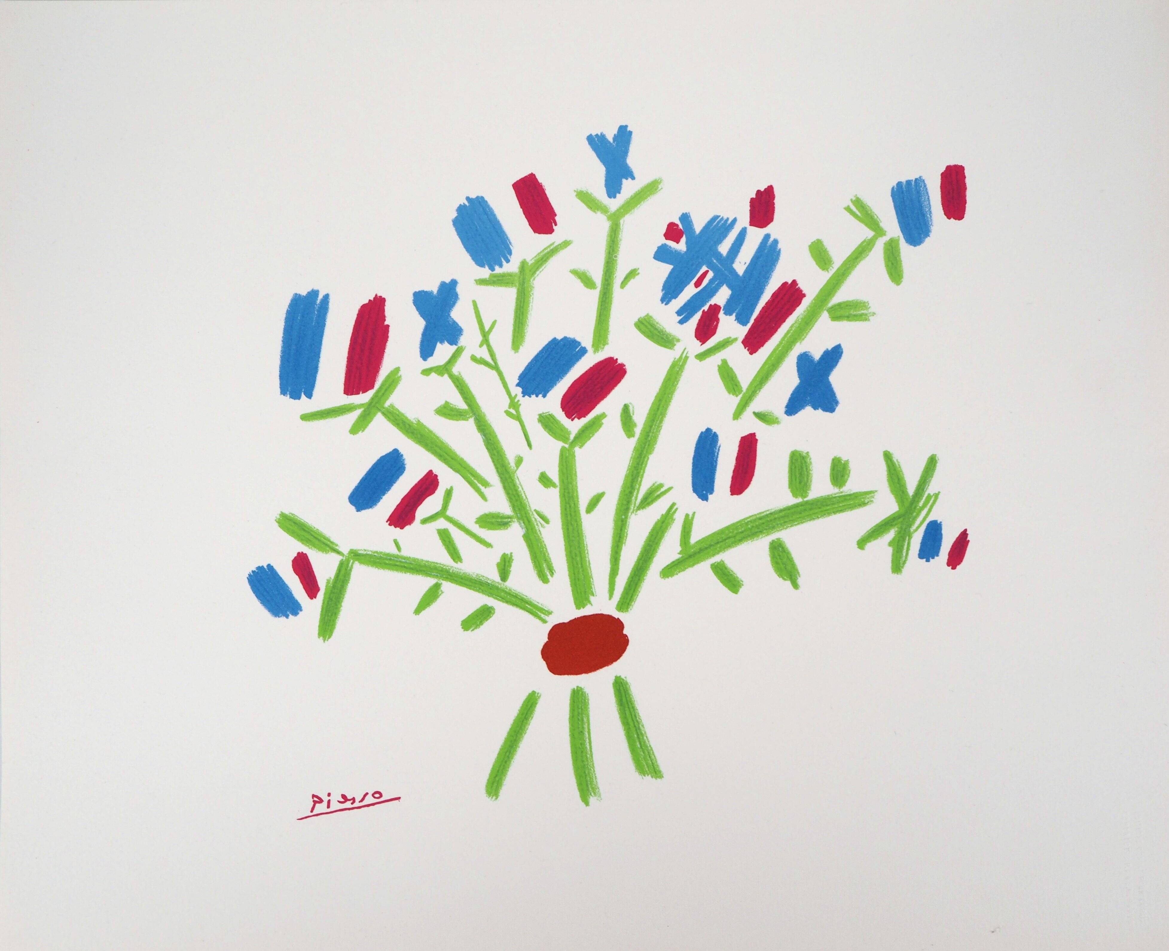 Pablo PICASSO: The blue, white, red bouquet - Signed lithograph