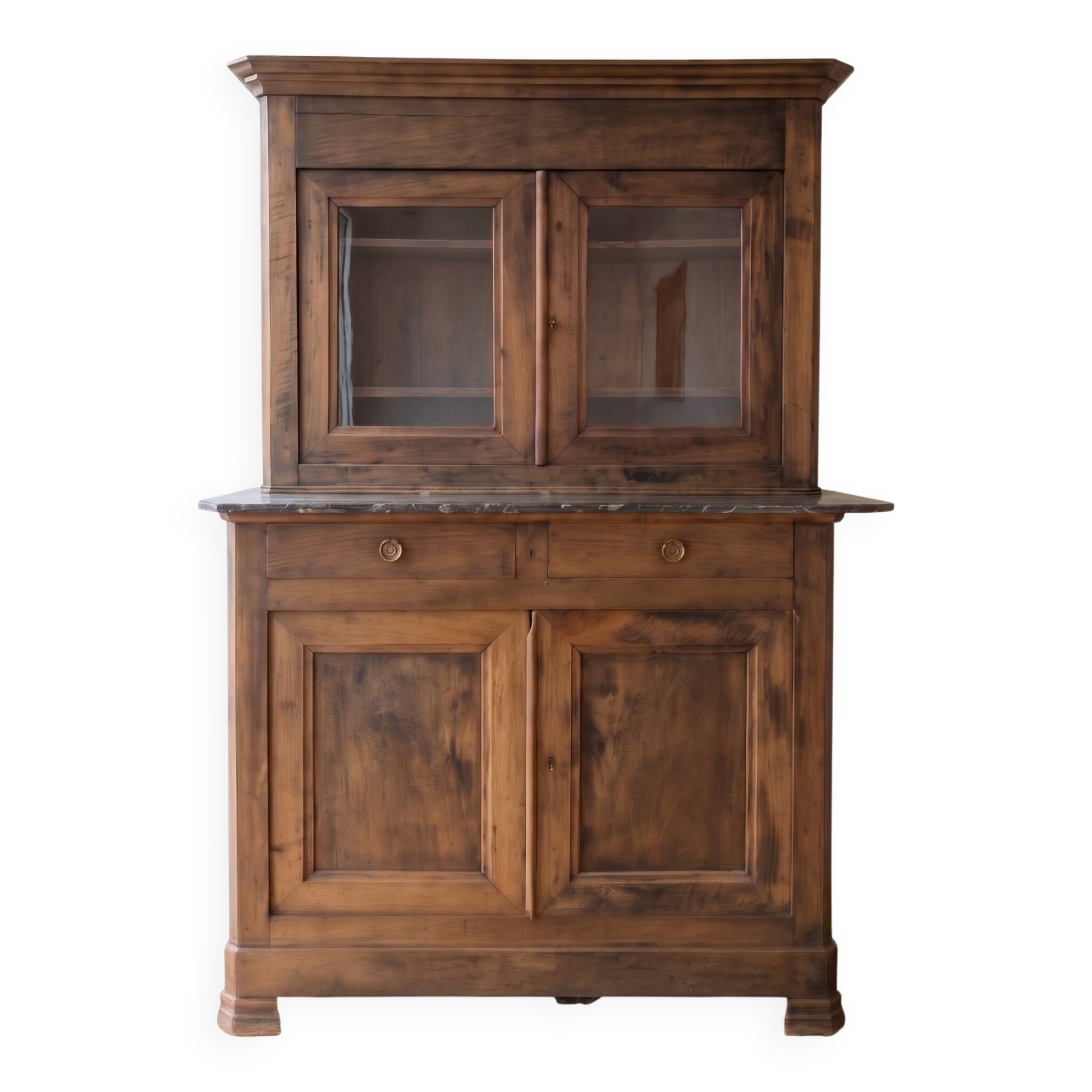 Antique wooden sideboard with marble top