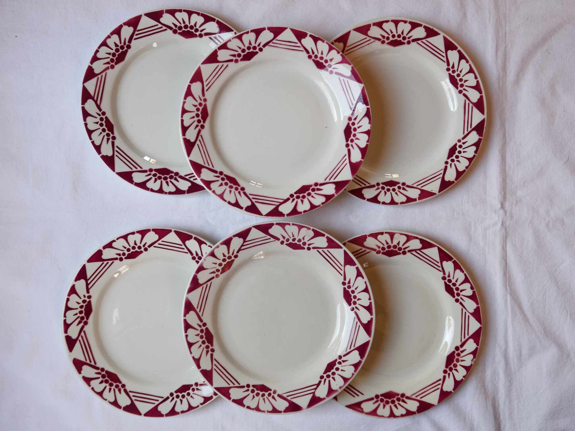 Lot 6 old plates St Amand Ceranord model Magnolia