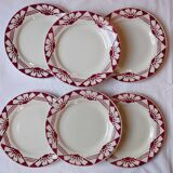Lot 6 assiettes anciennes St Amand Ceranord  modèle Magnolia
