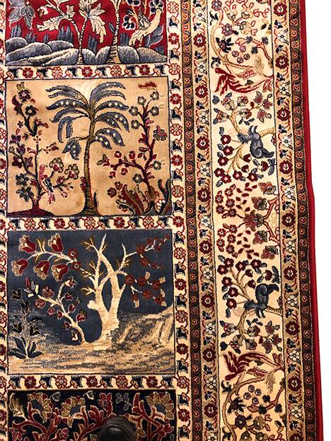Wool carpets, cloisonné decorations of birds and gardens, mechanical weaving. New condition.