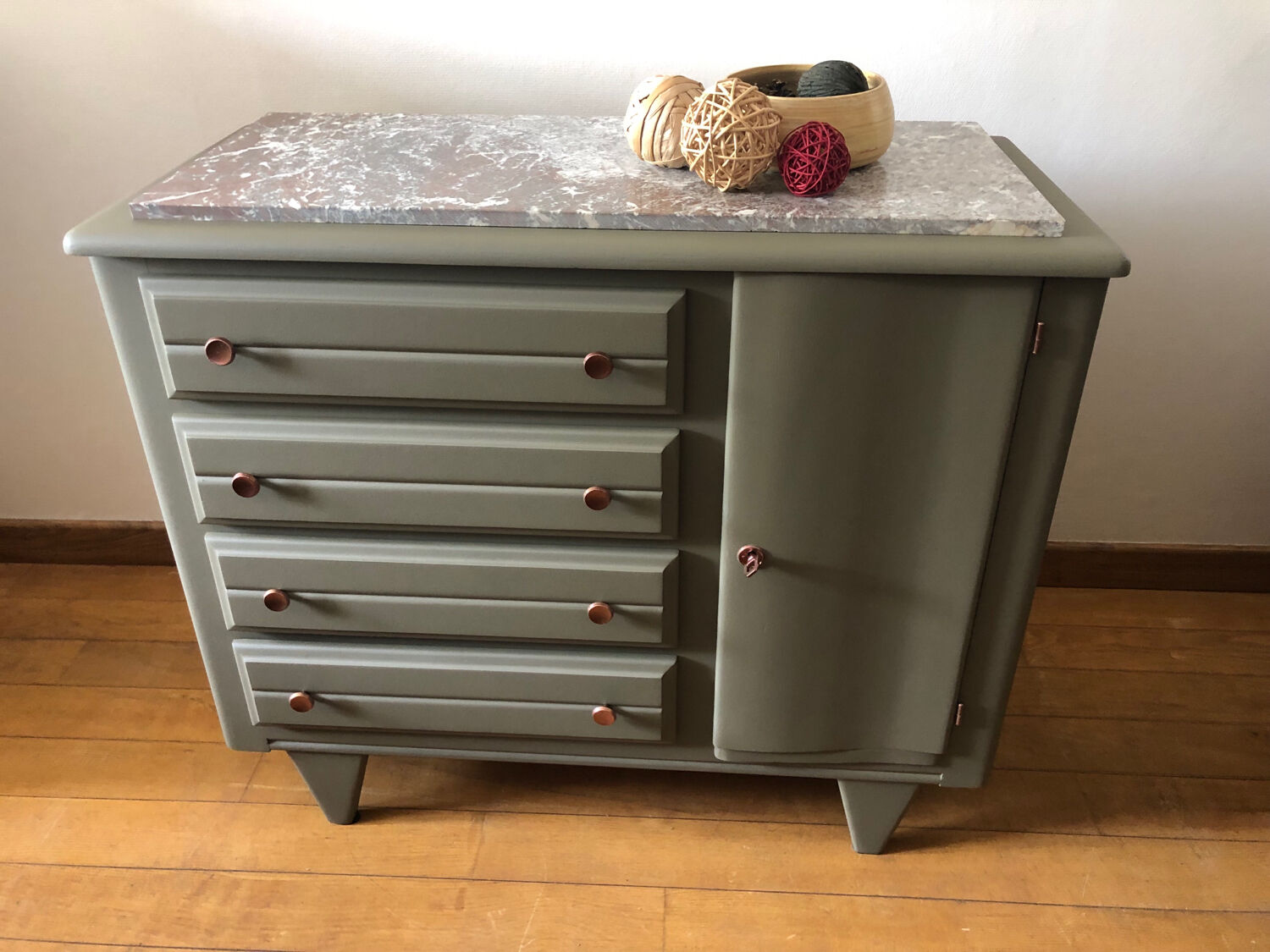 Olive green chest of drawers