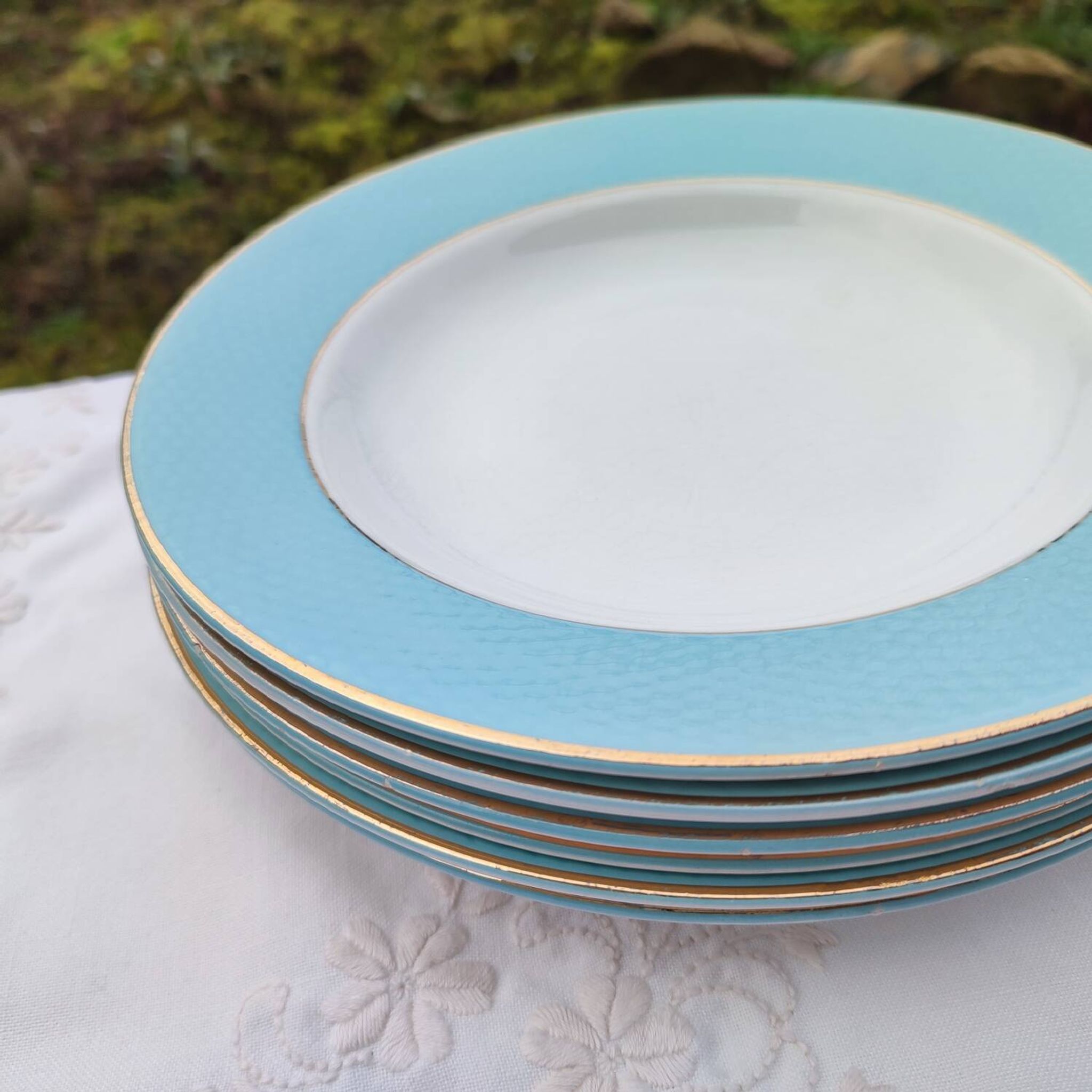Set of 6 deep plates l'Amandinoise model Poreylor