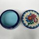 Enamelled faience jewellery box Longwy floral decoration
