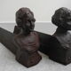 Paire chenets anciens fonte "roses de mai" cheminée antique andirons