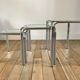 Trio of pull-out coffee tables in glass and chrome metal 70s