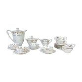 Vintage tea set in golden white porcelain CHAUVIGNY LIMOGES