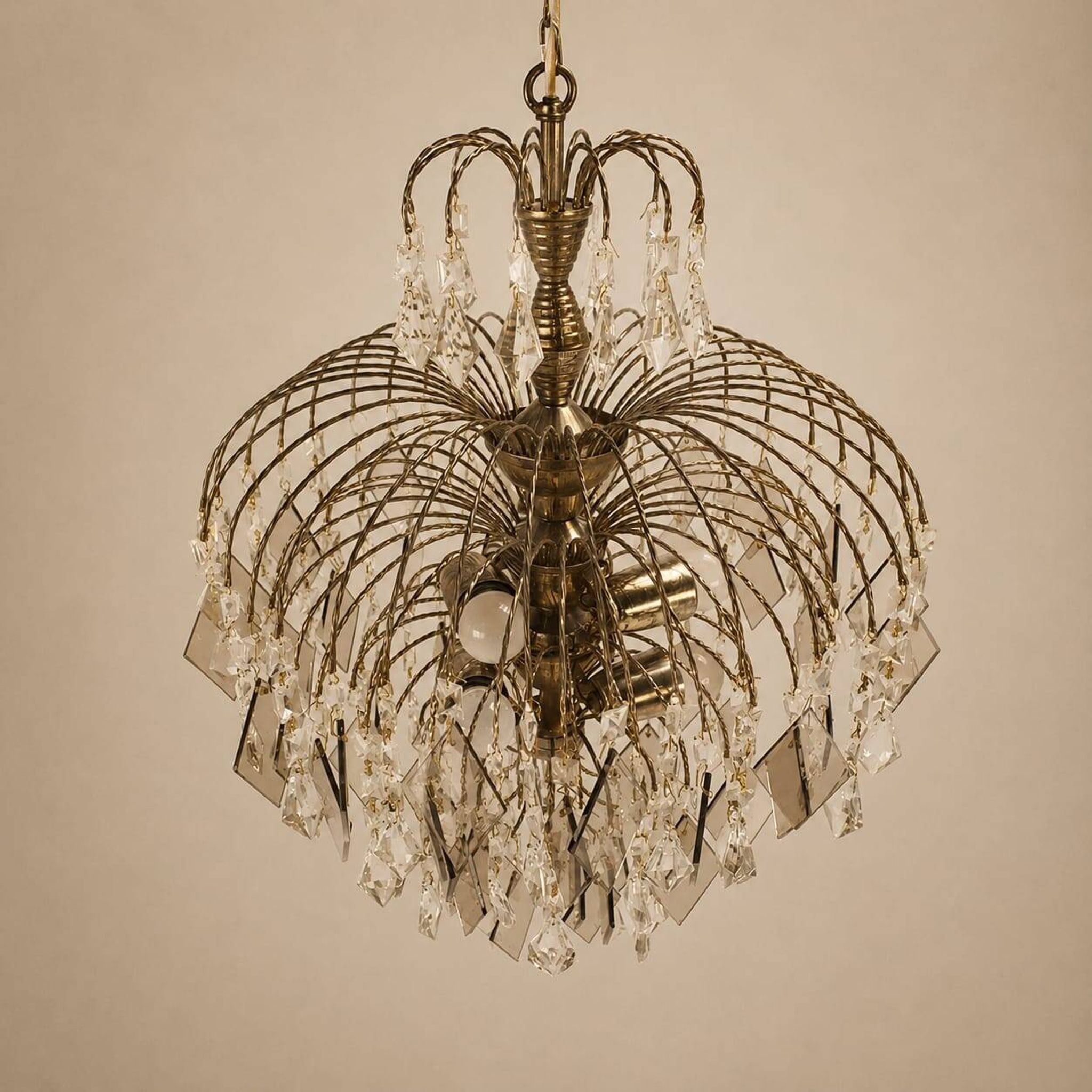 Hollywood Regency crystal and glass chandelier, 1970s