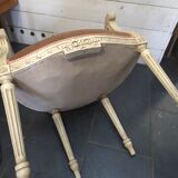 Louis XVI style bergère armchair in patinated wood