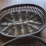 Two small vintage openwork wicker baskets