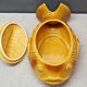 Old tureen yellow fish earthenware Sarreguemines France Slip