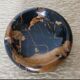 Vintage round ashtray in Italian black and gold Portoro marble.