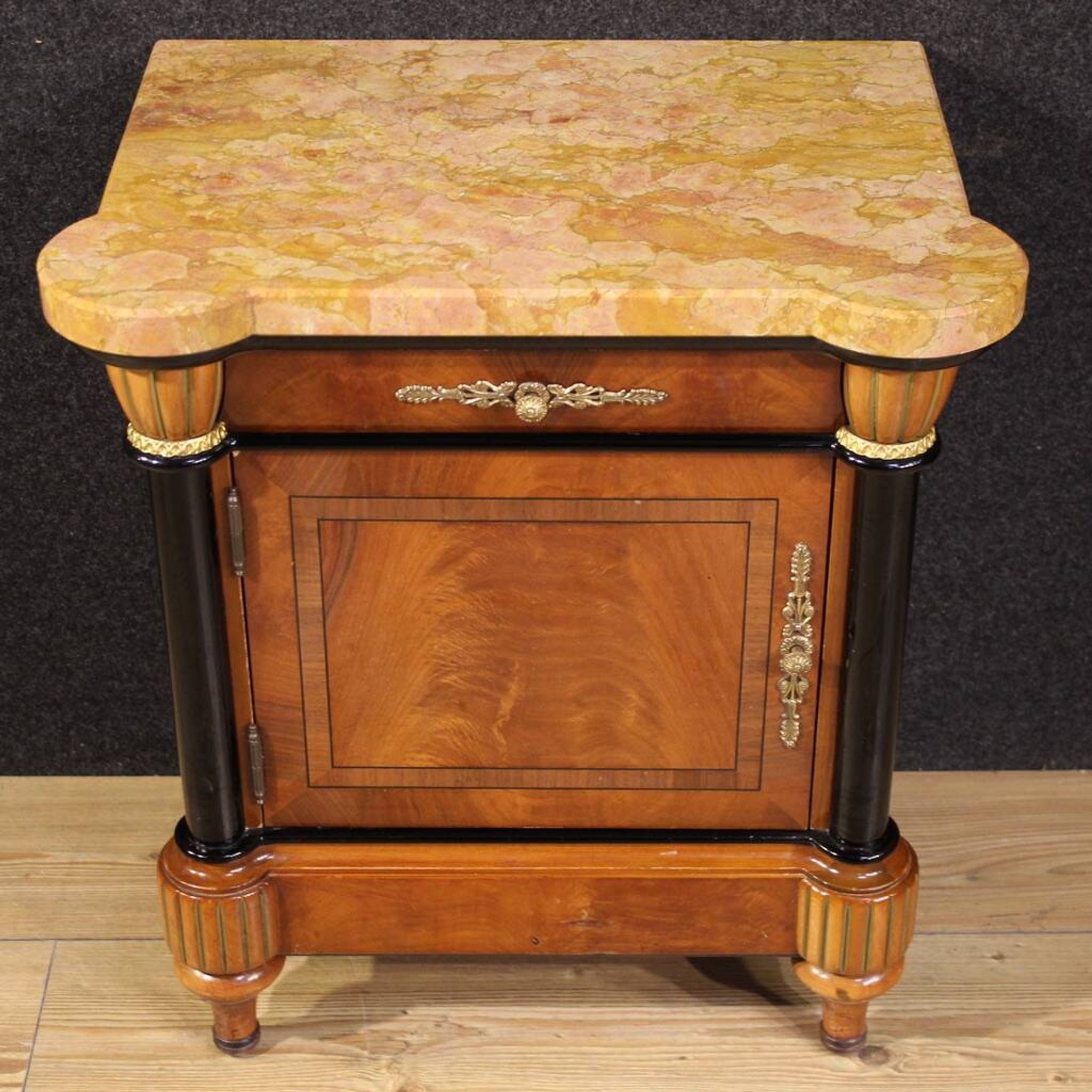 Pair of 20th-century Italian bedside tables with marble top