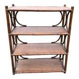 Old bookcase / bamboo shelf / dark rattan h 100 cm