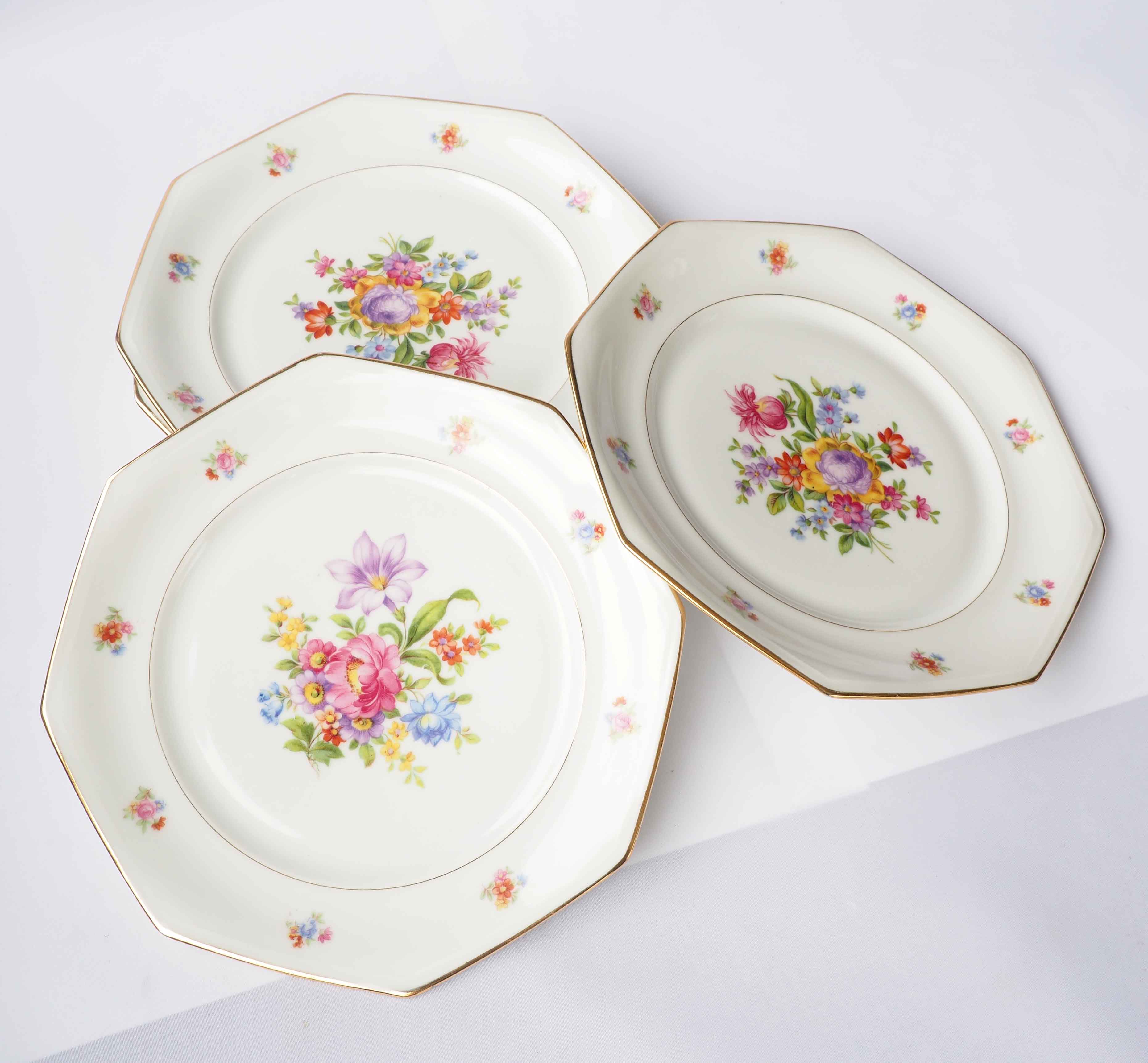 6 octagonal flower plates